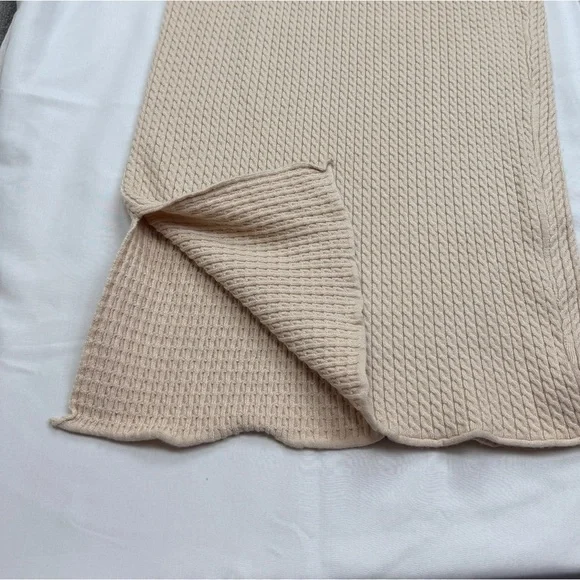 Cable knit Cream Color Wide-Leg pull on Pants - Picture 11 of 12